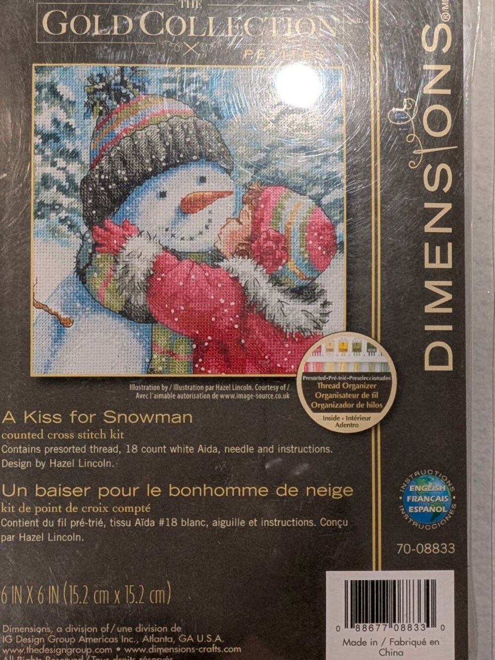 Dimensions A Kiss for Snowman Cross Stitch Kit BNIP - 1375